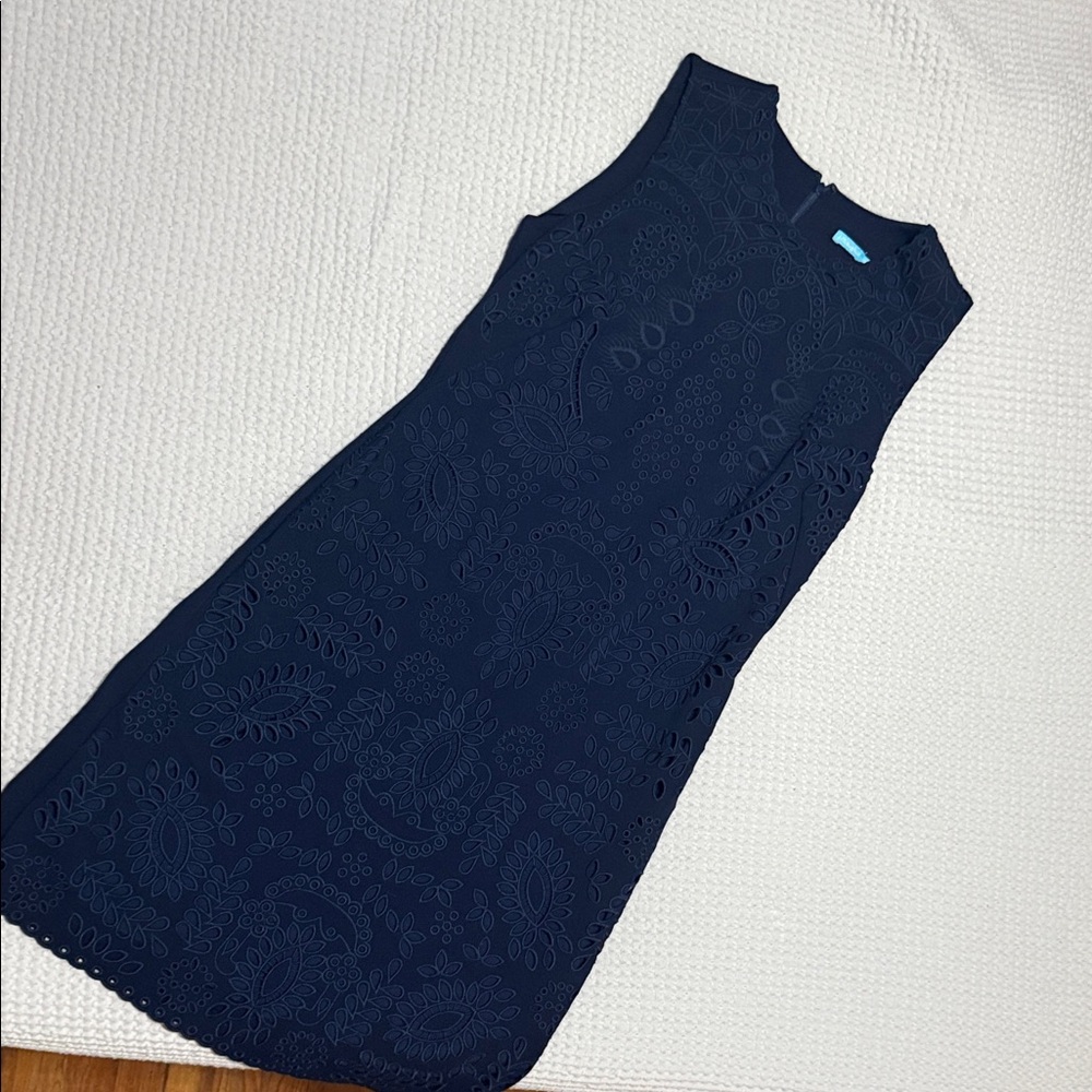 J. McLaughlin Midnight Blue Eyelet Mini Dress